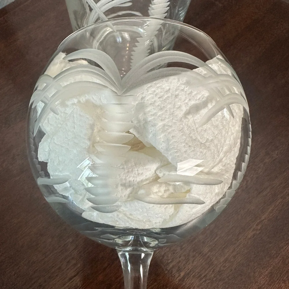 Rolf Glass Palm Tree Glassware Pair Wine Balloon & Highball Tropical Barware